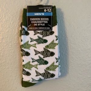 Green Fish Men’s Novelty Crew Socks